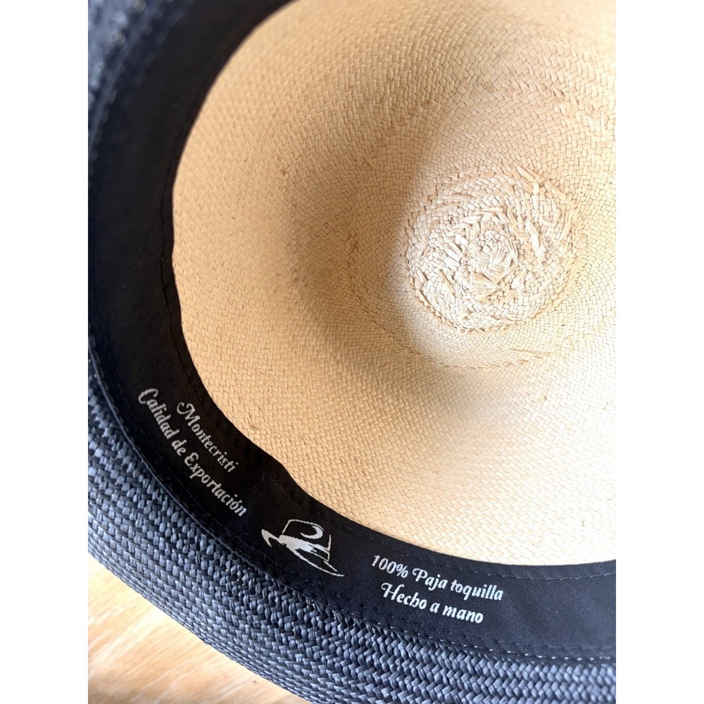 Montecristi Genuine Panama Hat Two Toned Handmade Toquilla Straw - Picture 6 of 7
